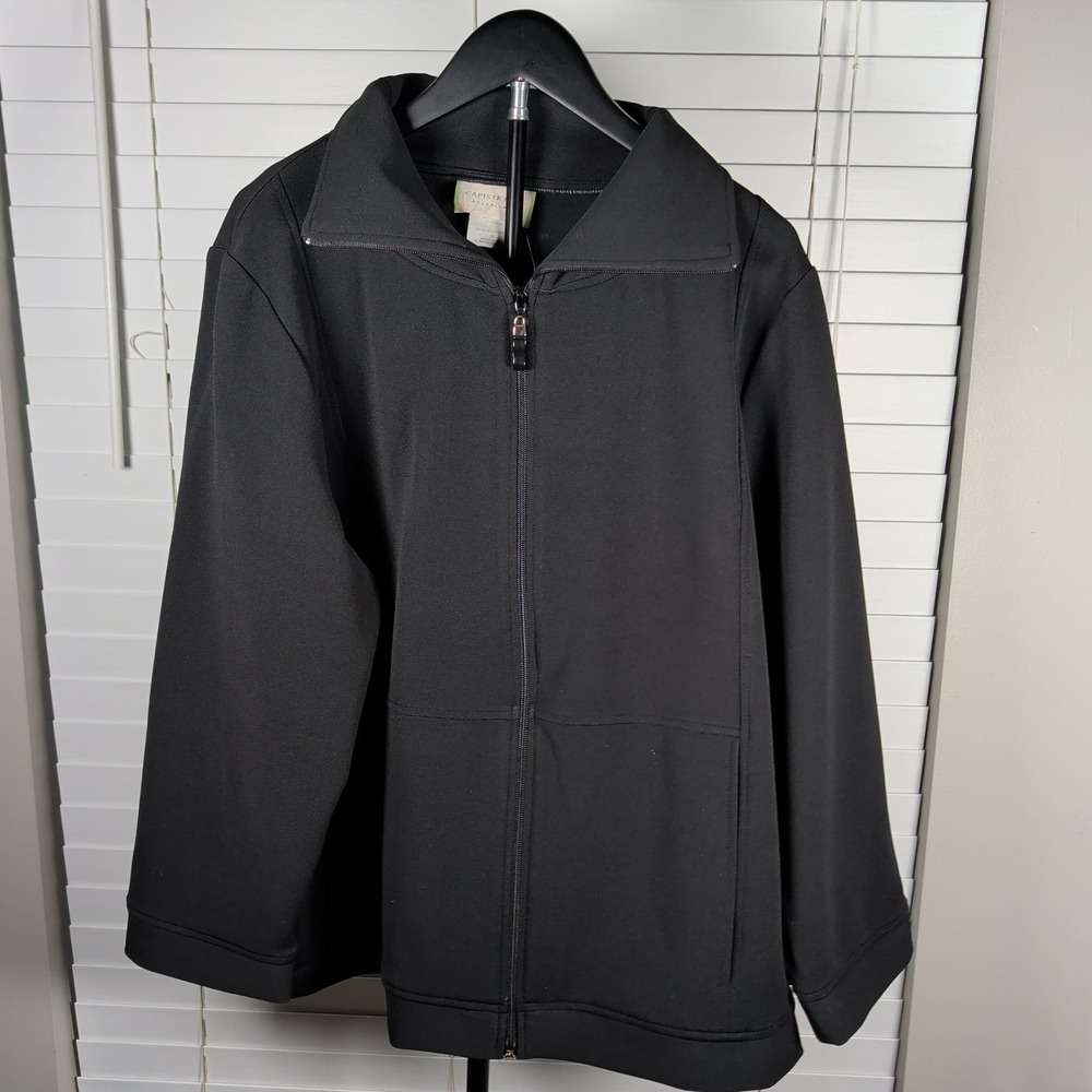 Capistrano Essentials Zip Jacket Women 2X Black Mock Neck Pockets NWT